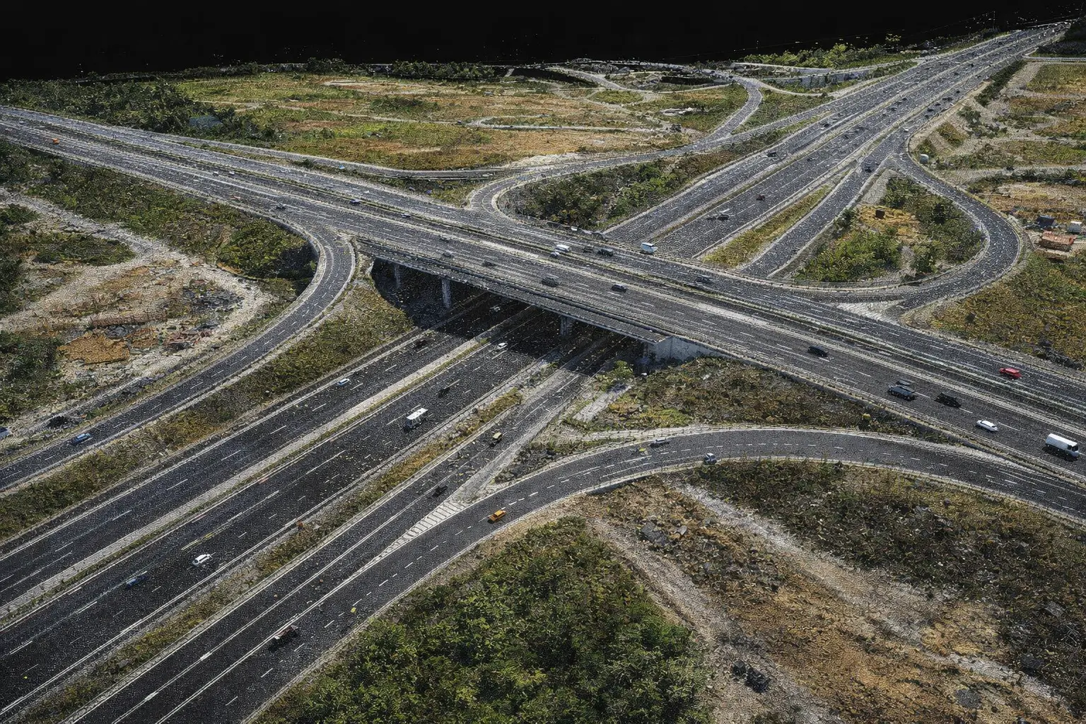 Fotogrametryczna chmura punktów - węzeł komunikacyjny i autostrada.